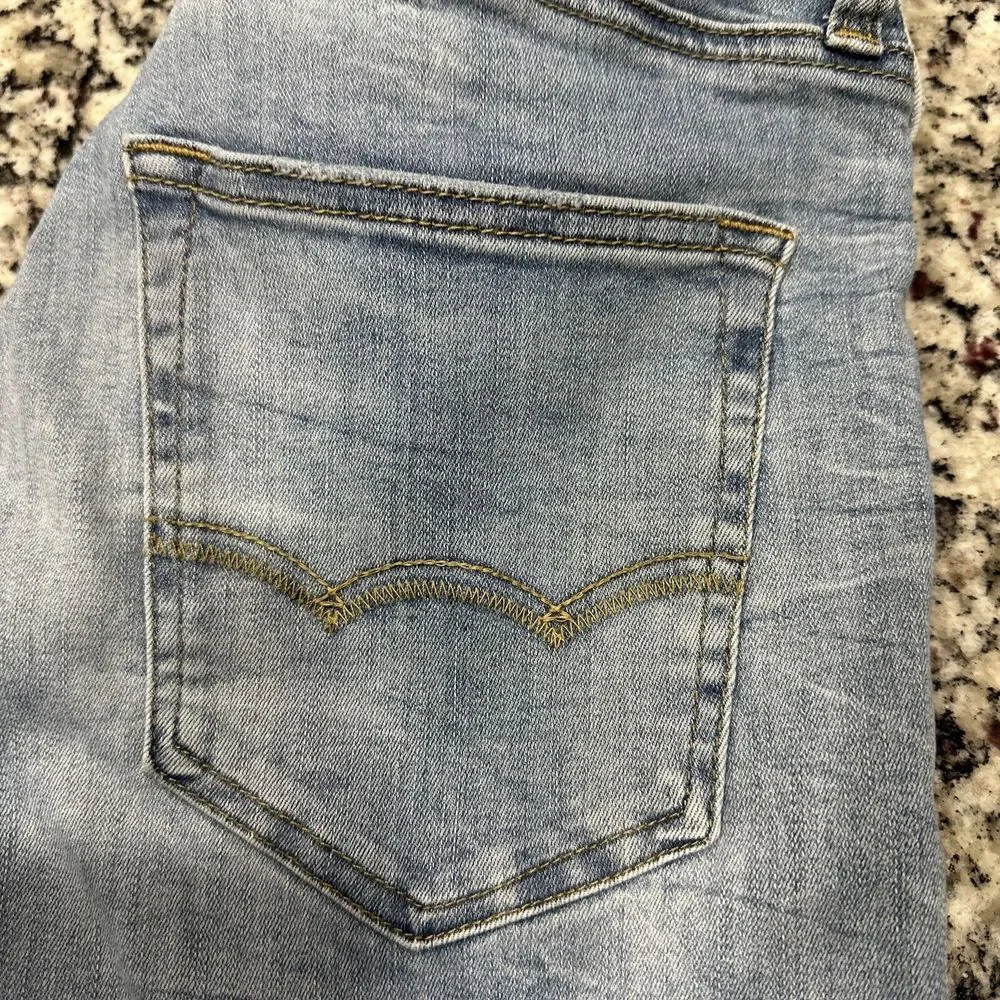 American Eagle Men's Size 30x34 Blue Jeans Slim Straight Extreme Flex Distressed